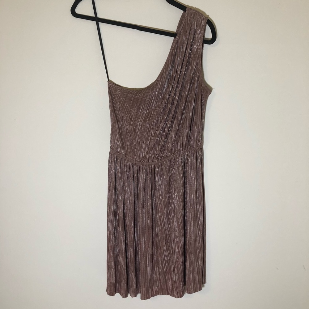 BCBGeneration One Shoulder Rose Gold Dress